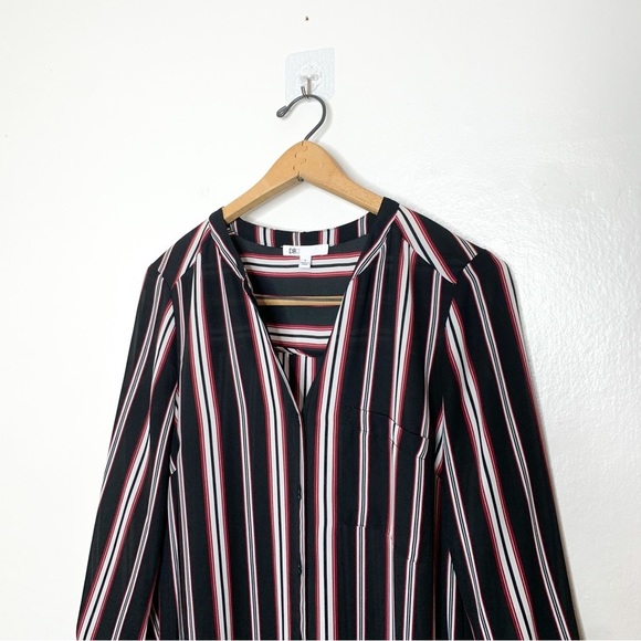 DR2 Daniel Rainn Sheer Black Stripe Long Tunic Button Front Shirt Small‎ S - Picture 5 of 9
